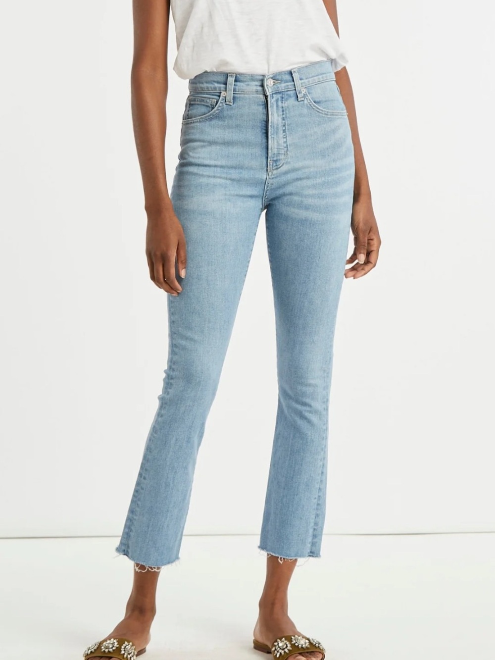 Veronica Beard Carly Cropped High Rise Kick Flare Bail Out 26 Blue Jeans $278